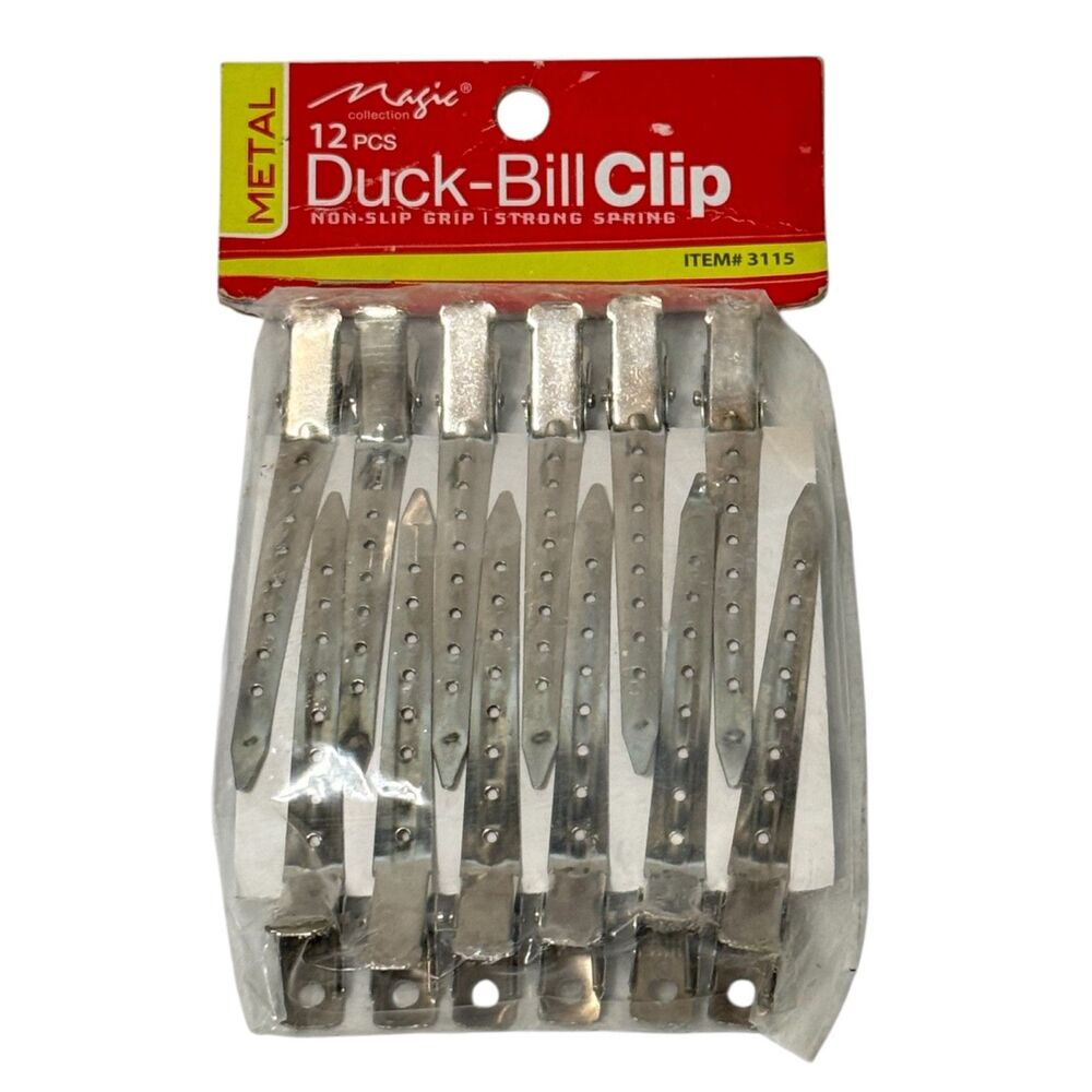 Magic Collection 12pc Metal Duck Bill Hair Section Clips 3115 Strong Spring NIP